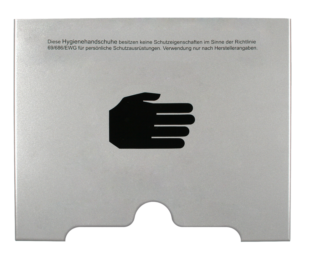 Handschoenen donor intrekking onderaan de middelste opening Alu ral9006 met beschermende kennisgeving