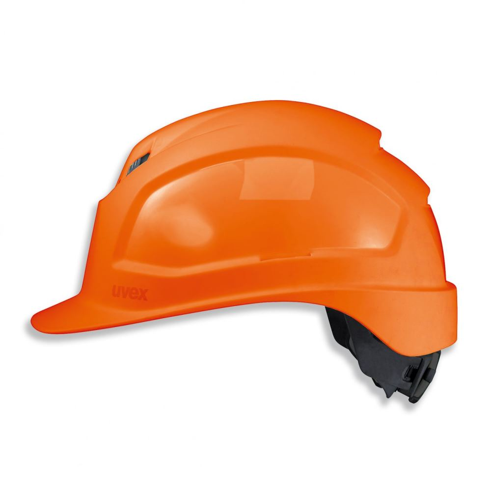 Beschermende helm phoos ies kleur oranje met ventilatie