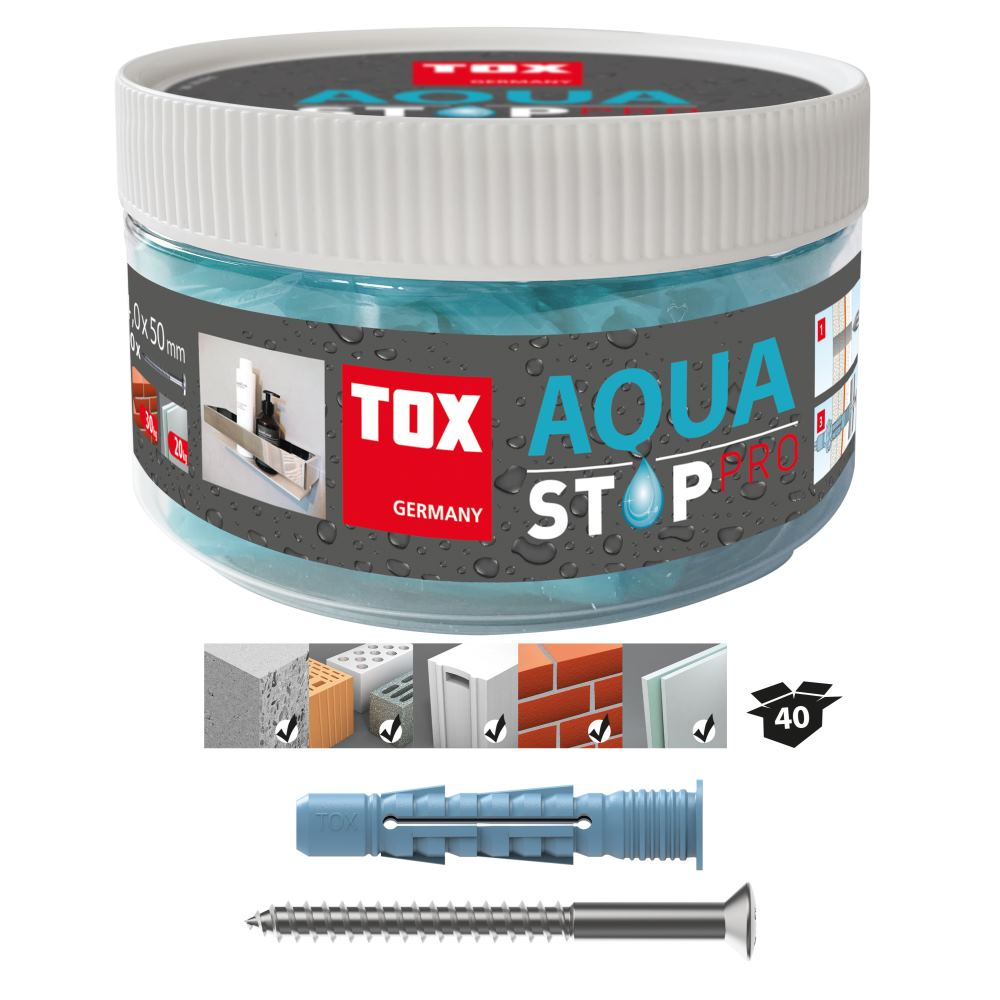 ALLE -PURPOSE DOWEL Aqua Stop Pro 6x38 mm + schroef in een cirkelvormige dosis