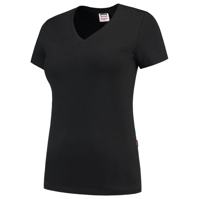 T-Shirt V-Ausschnitt Fitted Damen Black Gr. XL