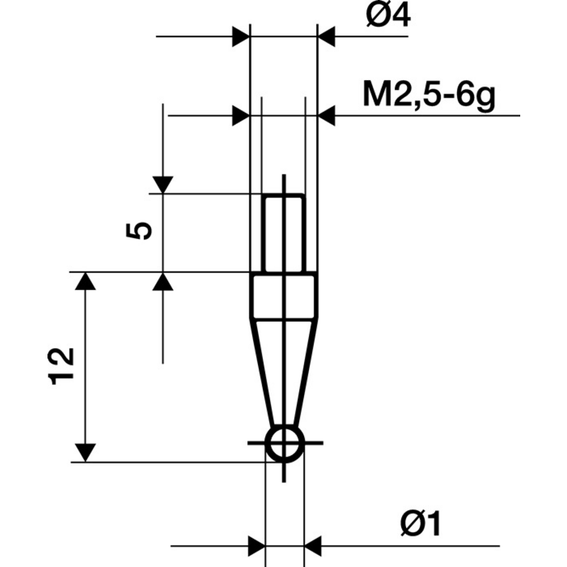 Messeins.D.1mm KGL M2,5 STA z.Messuhren KÄFER