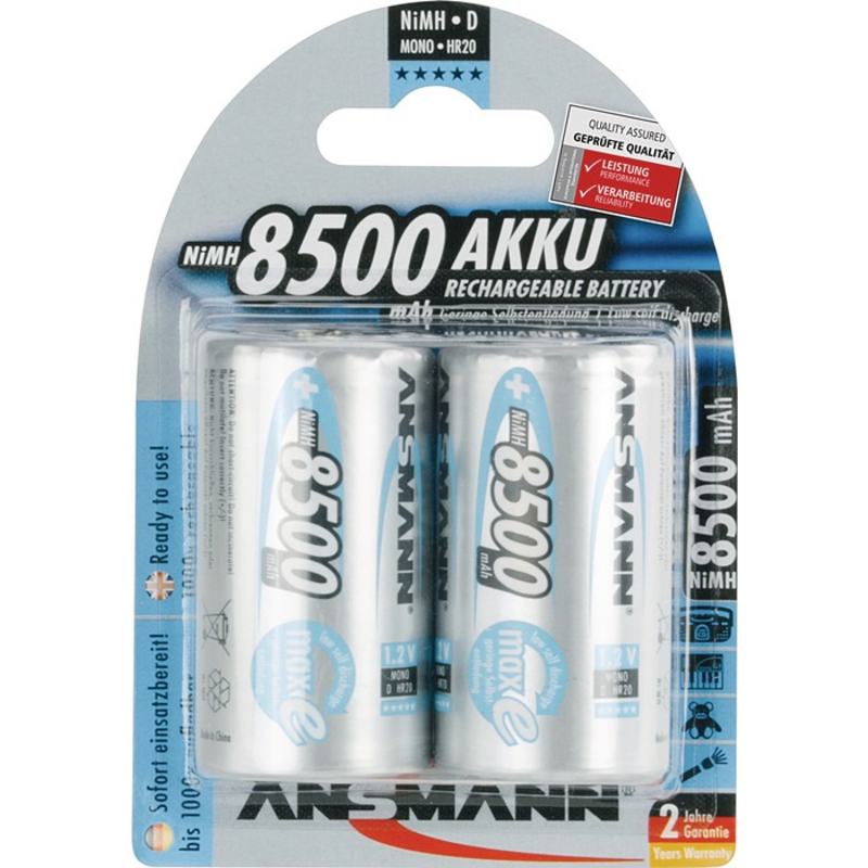 Akkuzelle maxE 1,2 V 8500 mAh R20-D-Mono HR20 2 2S