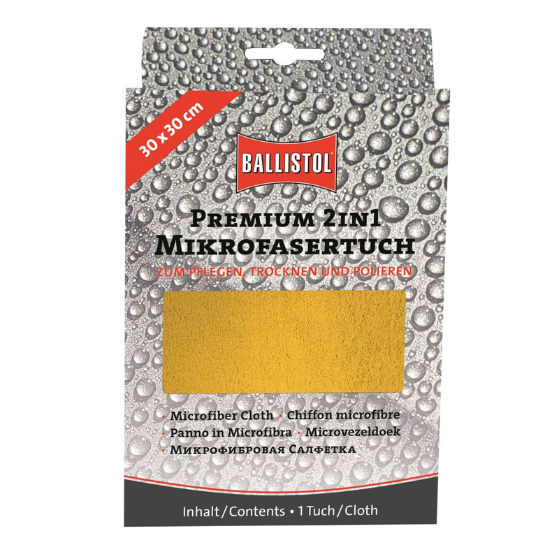 Premium 2in1 Mikrofasertuch – Zum Pflegen, Trocknen und Polieren, gelb | 30x30 cm | 23734