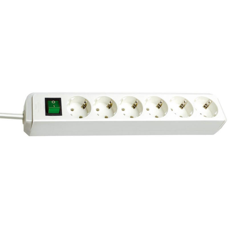Eco-Line Steckdosenleiste mit Schalter 6-fach weiß